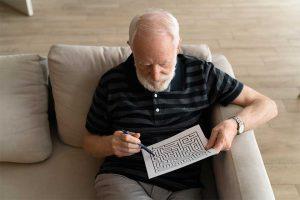 elderly man confronting with alzheimer disease